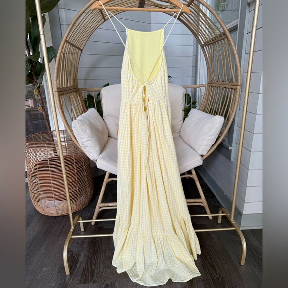 American Eagle Outfitters Yellow Check Midi Dress - Picture 3 of 9